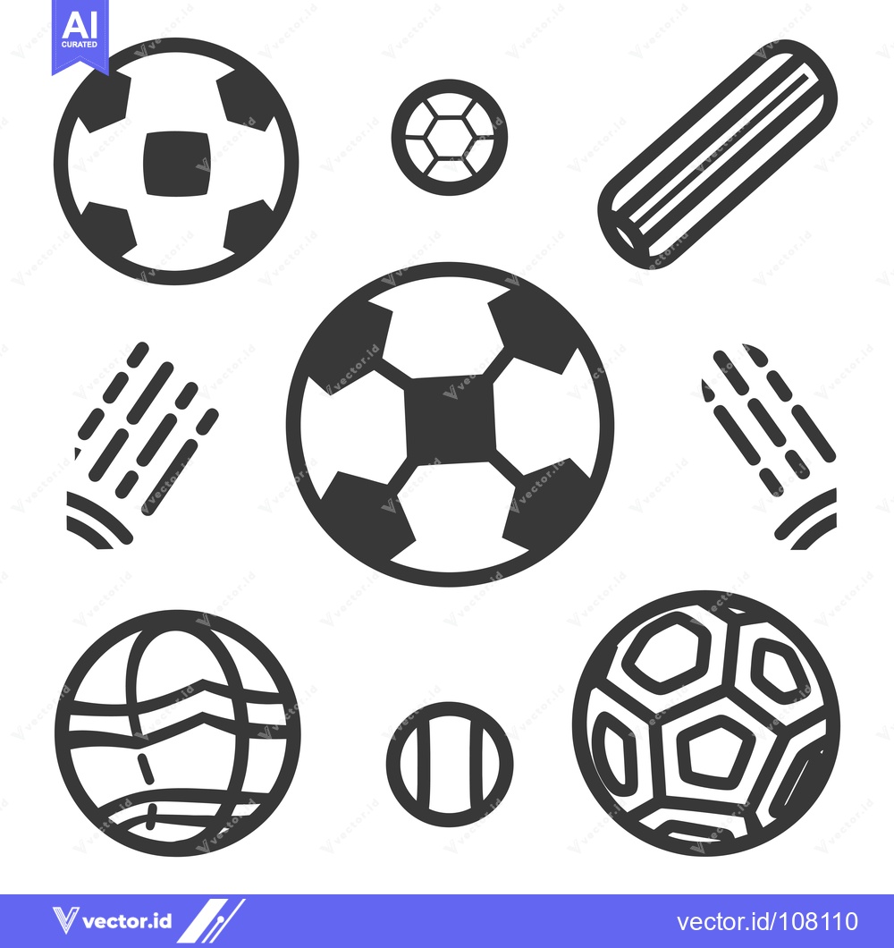 Premium Vector dari Various Soccer Balls and Motion Lines