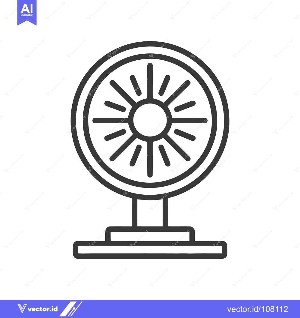 Premium Vector dari Minimalist Fan Icon: Circular Design with Stand, Cooling Concept