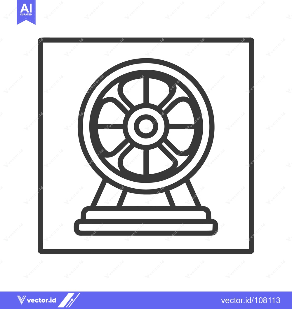 Premium Vector of Minimalist Icon of a Table Fan in Square Frame, Black and White Design