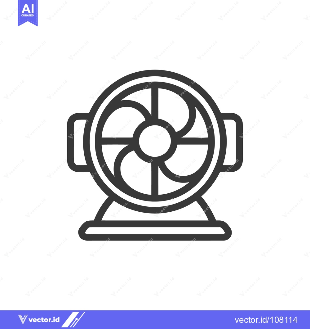 Premium Vector dari Minimalist Electric Fan Icon: Modern Line Art Design on White Backgrou
