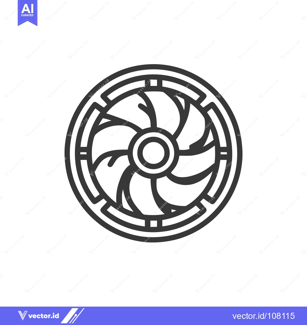 Premium Vector dari Computer Fan Icon: Minimalist Line Art with Circular Design and Coolin