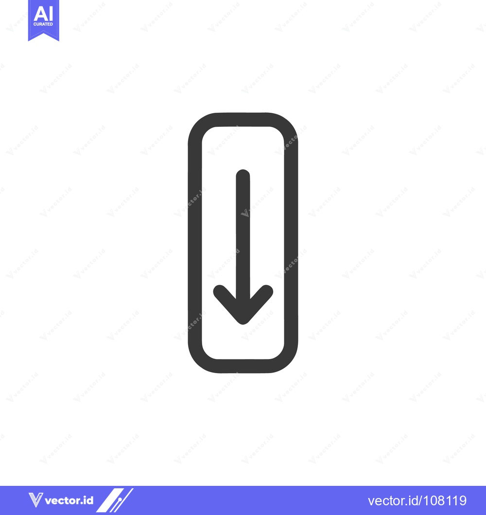 Premium Vector of Downward Arrow Icon in Rounded Rectangle, Minimalist Design on White B