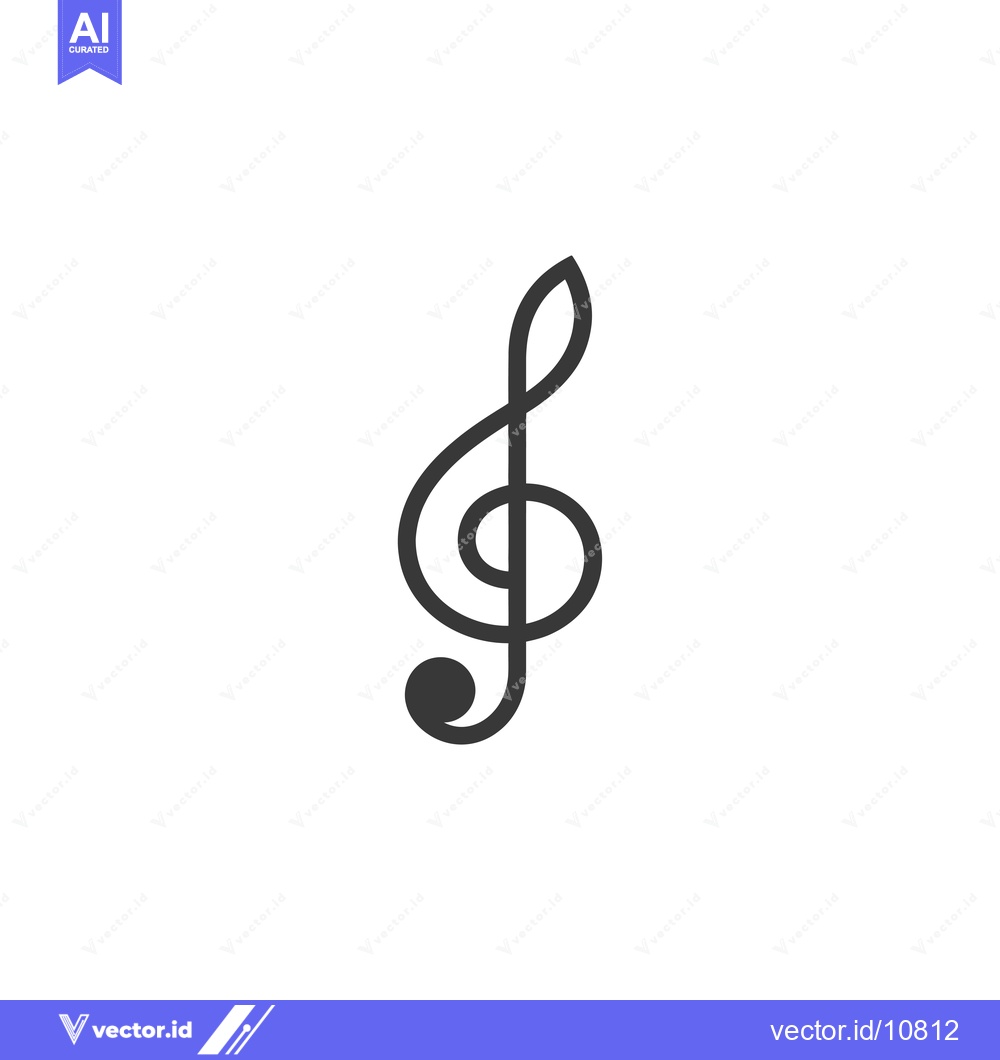 Premium Vector dari A Black and White Treble Clef Symbol