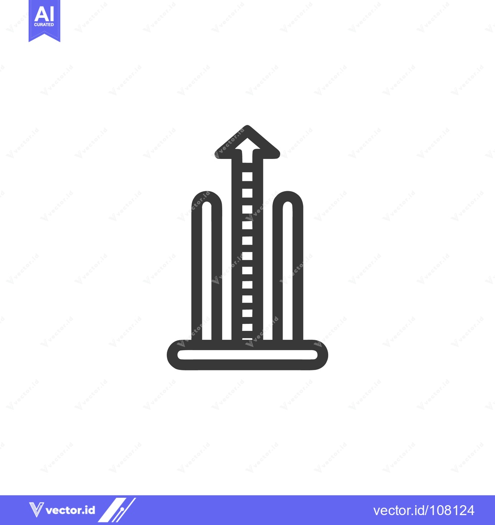 Premium Vector dari Ascending Growth: Linear Arrow Icon with Ladder Steps and Support