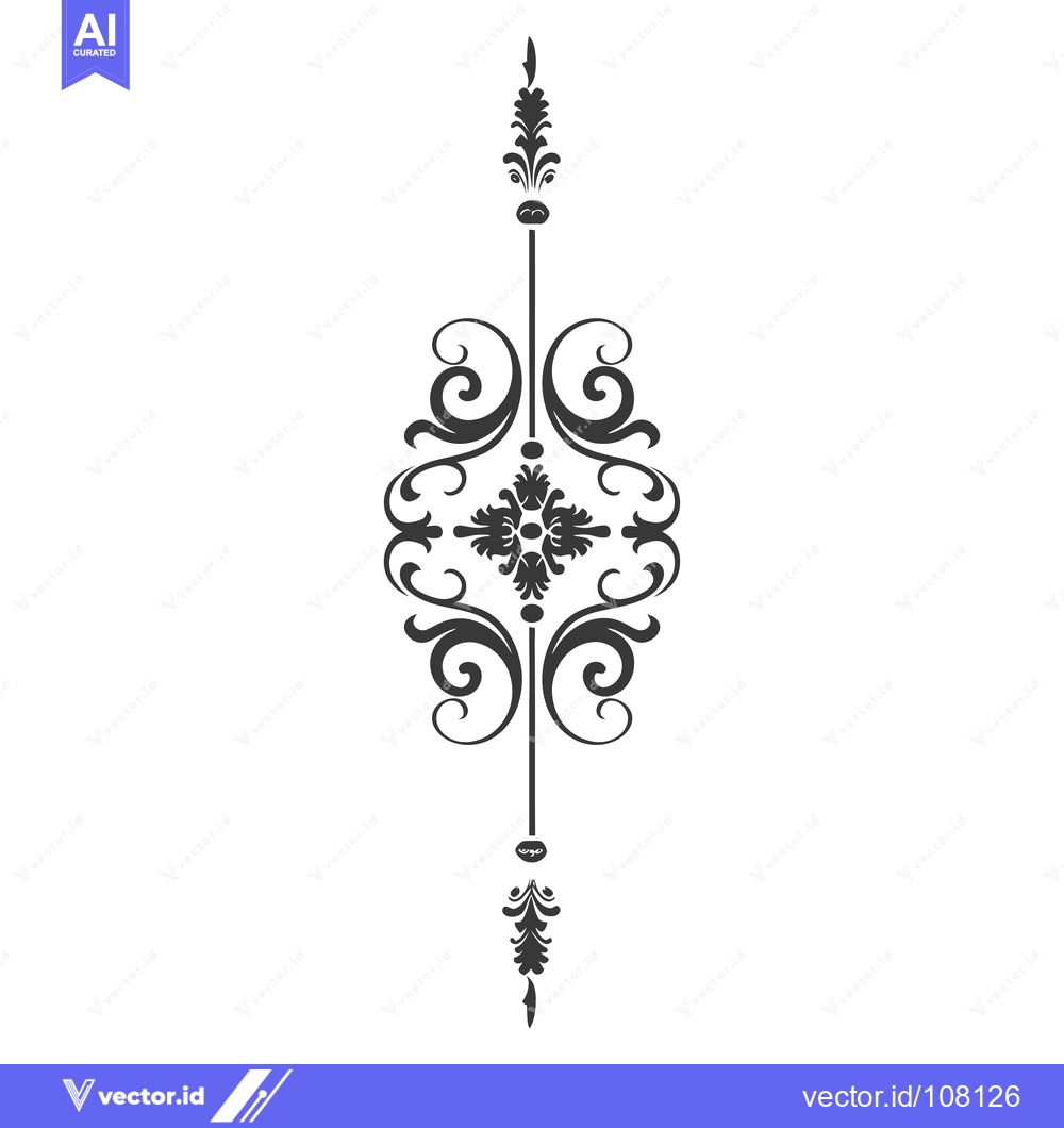 Premium Vector of Vertical Ornamental Design with Floral Motifs and Circular Elements