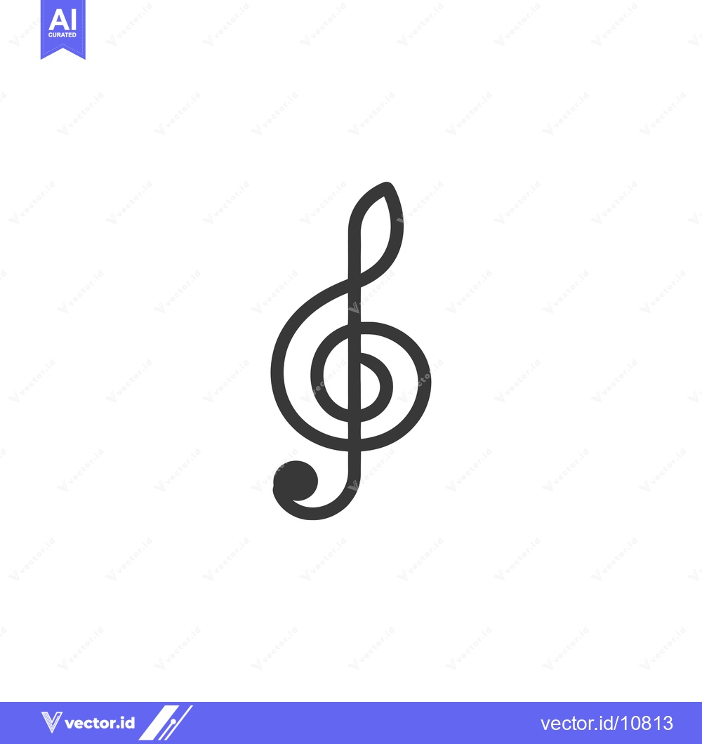 Premium Vector of A Black and White Treble Clef Symbol
