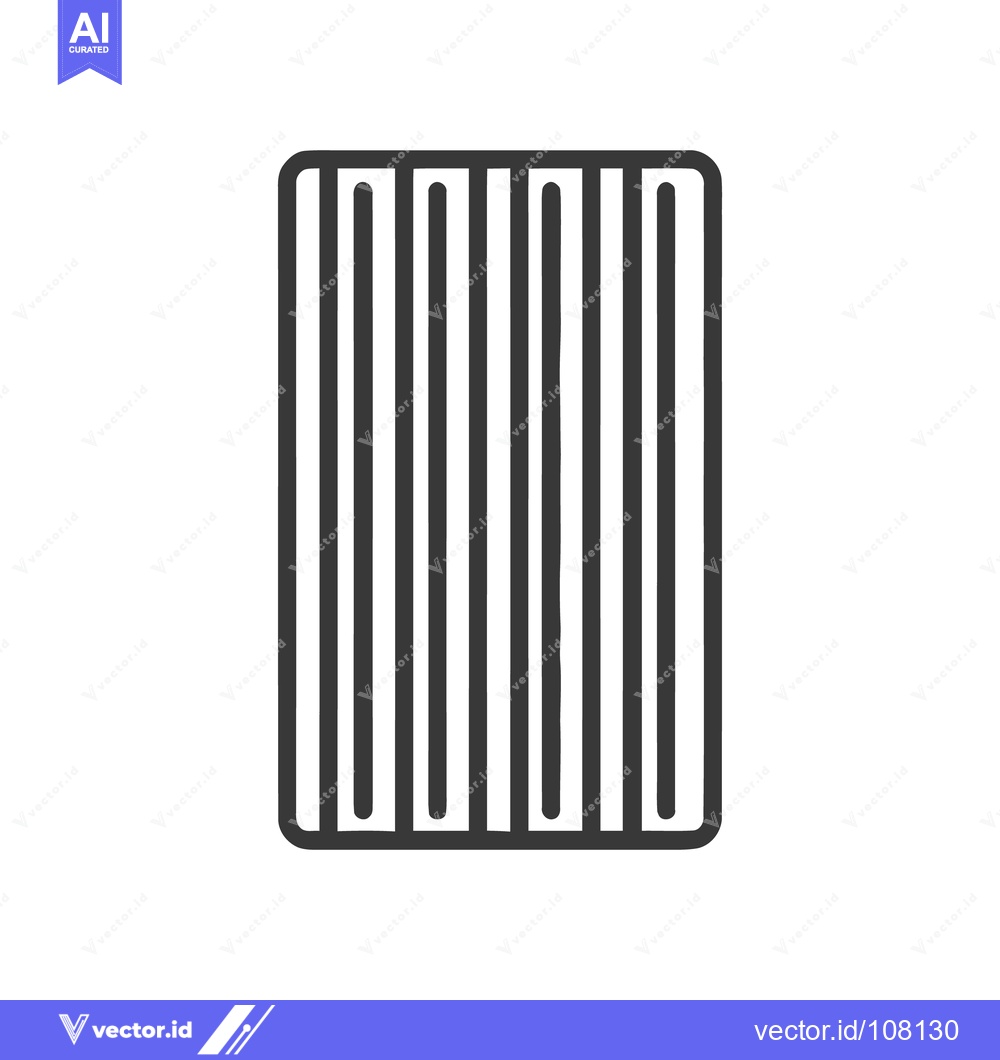 Premium Vector dari Minimalist Icon of Radiator with Vertical Fins, Isolated on White