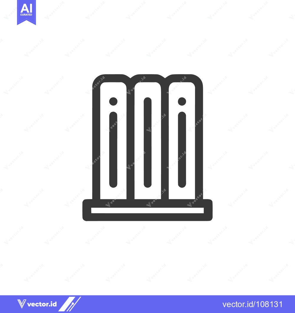 Premium Vector dari Minimalist Bookshelf Icon: Three Books in Dark Gray Outline Style