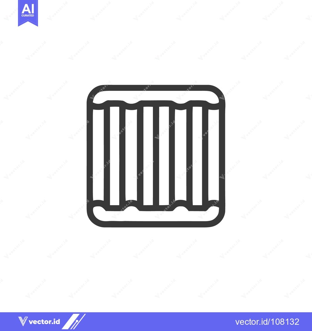 Premium Vector dari Minimalist Icon of Radiator with Vertical Fins and Rounded Frame