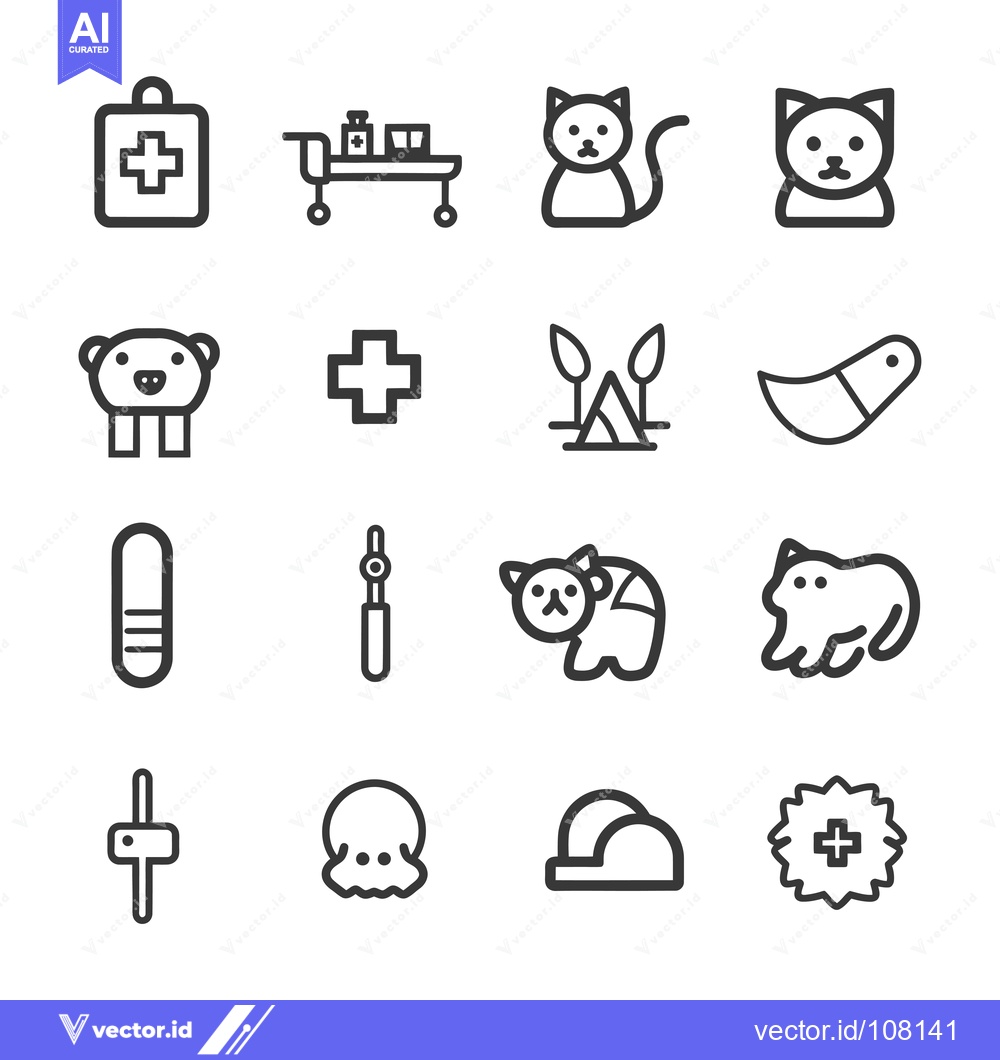 Premium Vector dari Veterinary Clinic Line Icons Set with Symbols for Animal Care and Trea