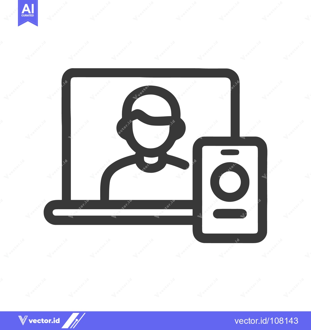 Premium Vector dari Digital Communication Icon: Laptop, Smartphone, and Person Outline