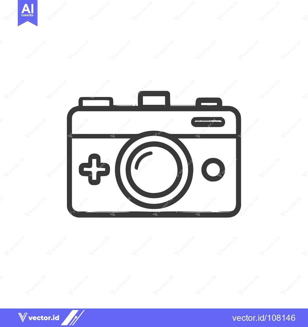 Premium Vector dari Minimalist Camera Icon: Bold Outline, Retro Design, Photography Symbol