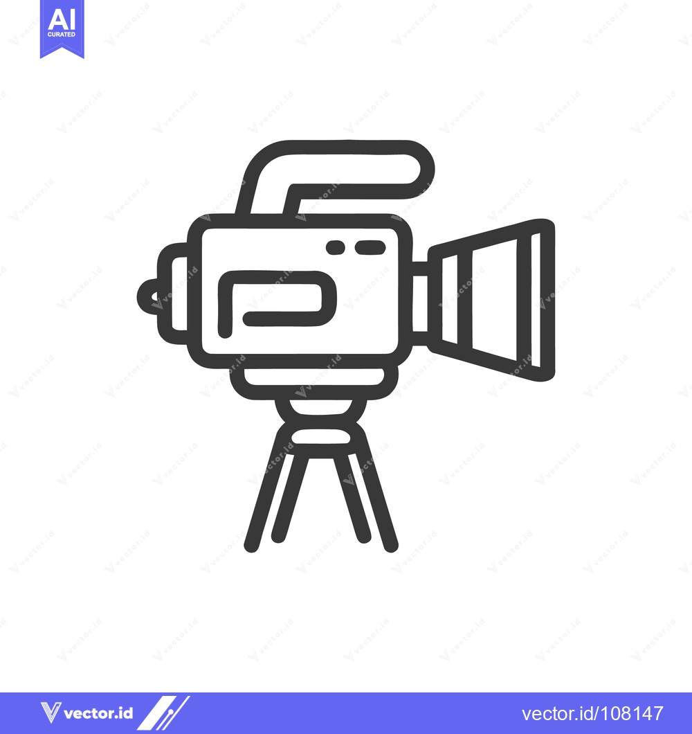 Premium Vector of Retro Camcorder Icon: Minimalist Line Art for Video Production