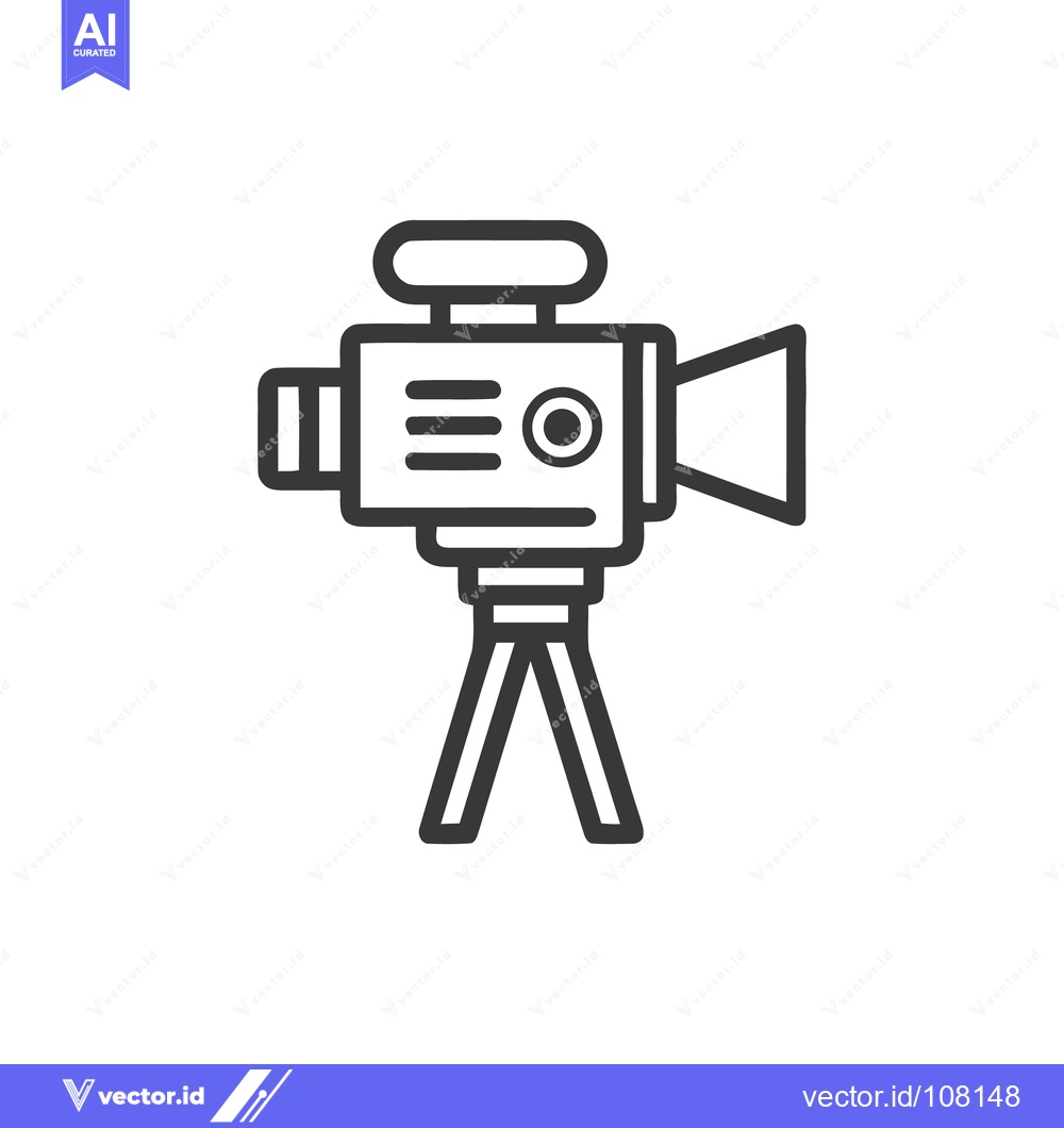 Premium Vector dari Vintage Camera Icon: Bold Outline on Tripod, Classic Design