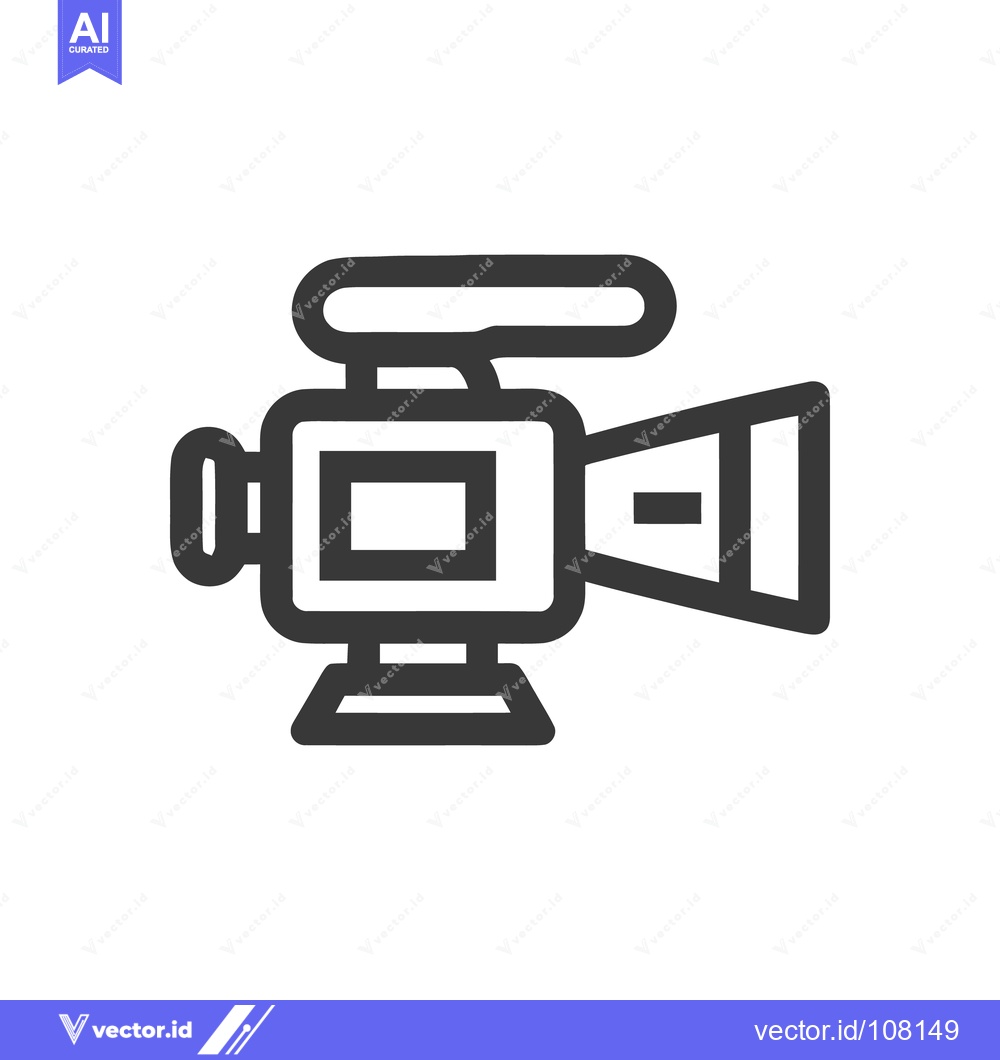 Premium Vector of Bold Outline Icon: Professional Video Camera for Film Production