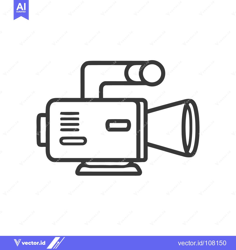Premium Vector dari Retro Camcorder Icon: Bold Outline, Vintage Video Recording Device