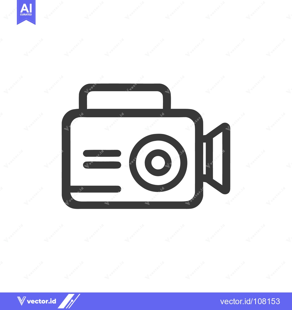 Premium Vector of Retro Camcorder Icon: Bold Outline, Minimalist Design on White