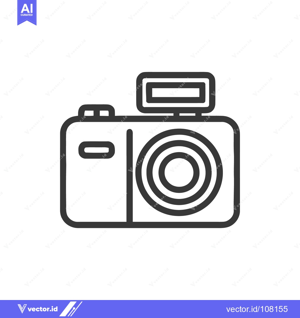 Premium Vector of Minimalist Camera Icon: Bold Outline, Concentric Lens Design