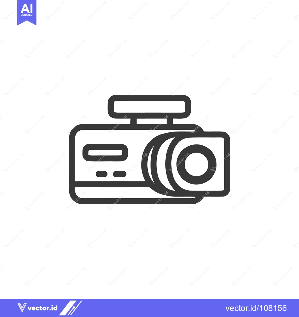 Premium Vector of Sleek Dashcam Icon: Modern Automotive Safety Technology Symbol in Bold
