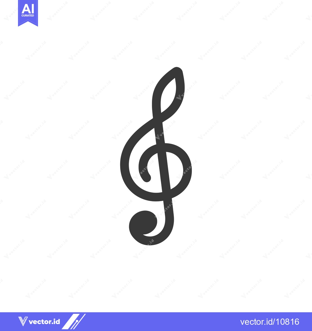 Premium Vector of A Black and White Treble Clef Symbol