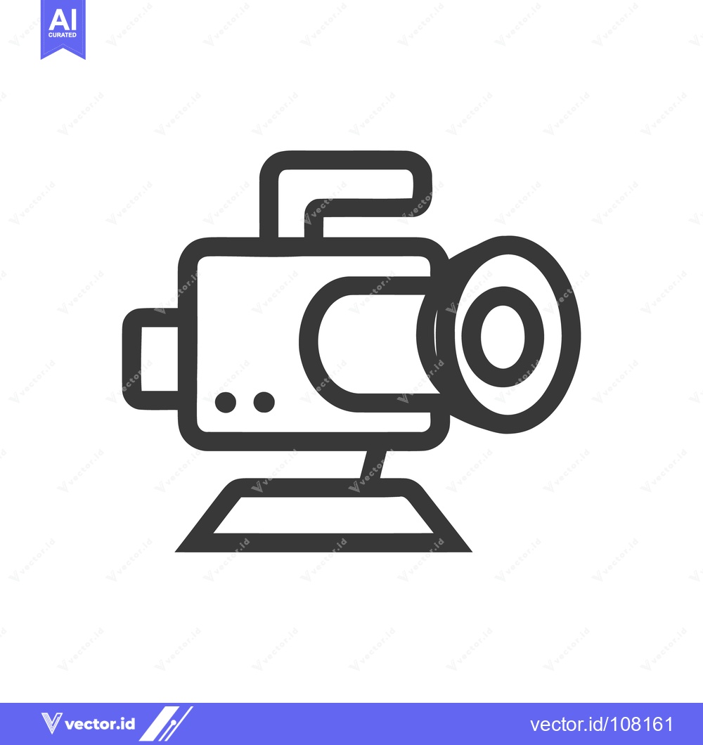 Premium Vector of Vintage Film Camera Icon: Bold Outline, Retro Style, Isolated on White