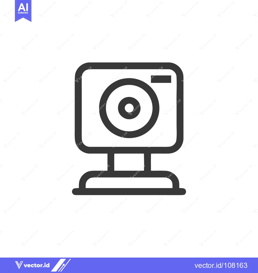 Premium Vector of Minimalist Webcam Icon: Clean Line Art for Digital Communication