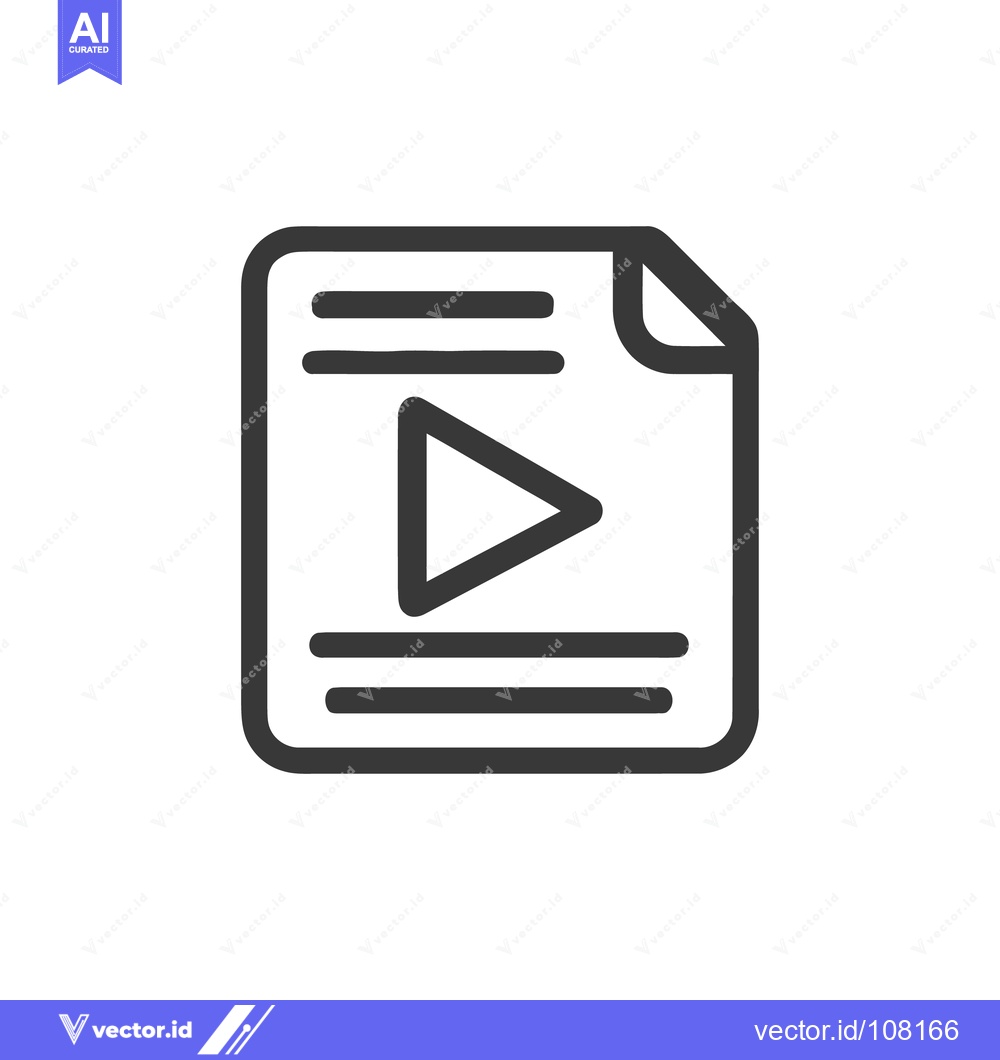 Premium Vector dari Minimalist Video File Icon with Play Button and Folded Corner Detail