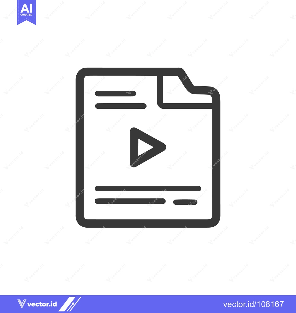 Premium Vector of Minimalist Video File Icon: Play Button on Document Outline