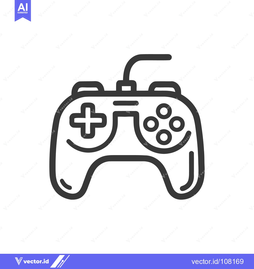 Premium Vector dari Classic Wired Game Controller Icon, Minimalist Design on White Backgro