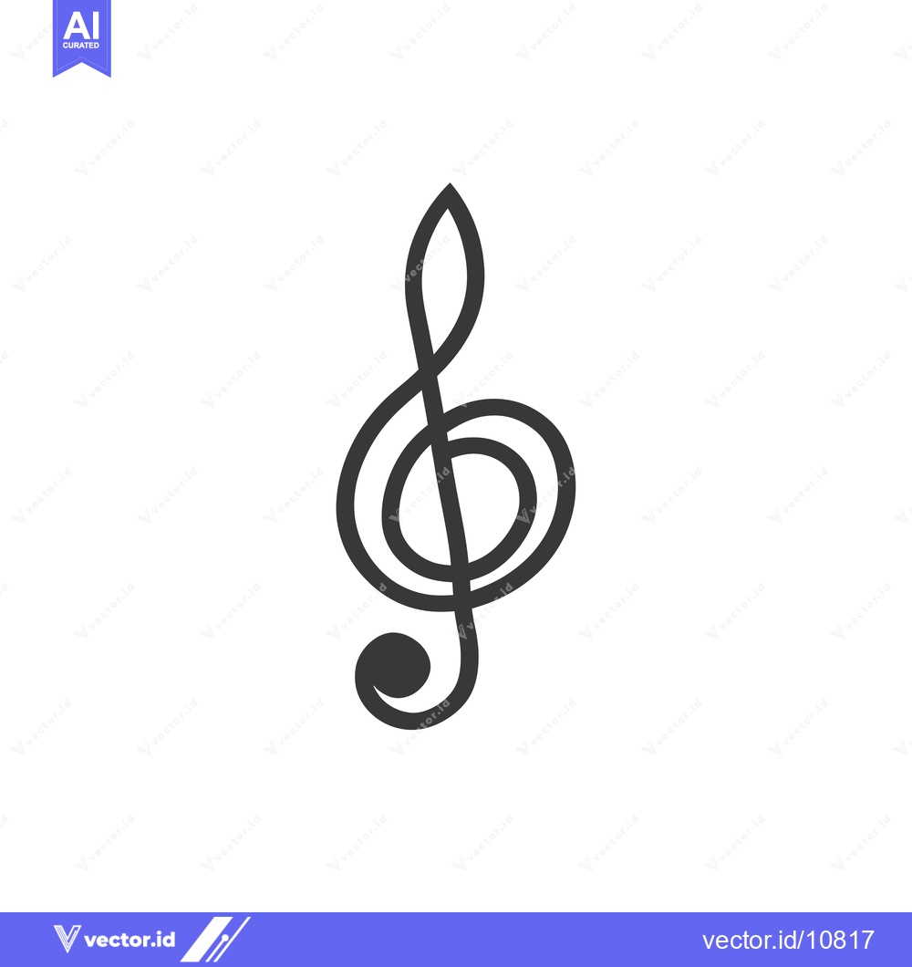 Premium Vector dari A Black and White Treble Clef Symbol on a White Background