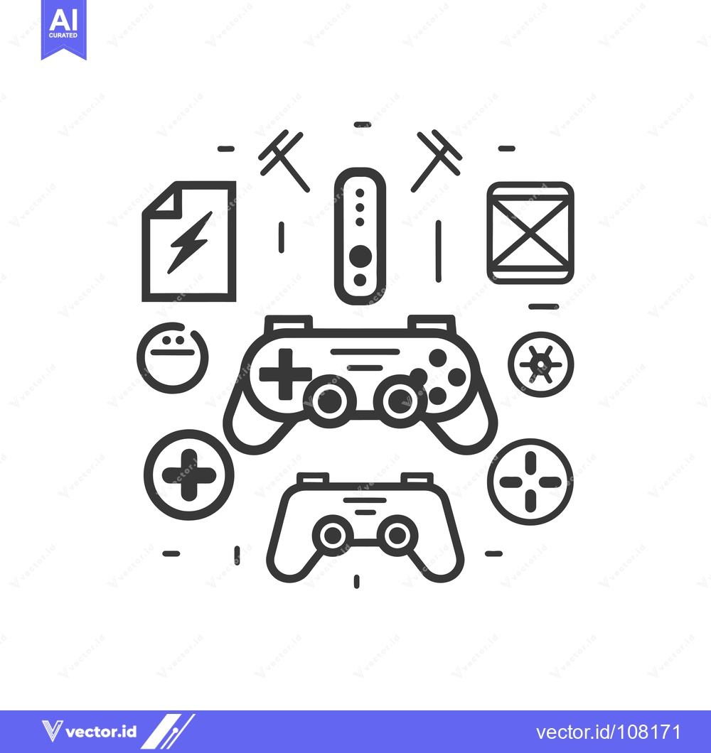 Premium Vector dari Video Game Controller Surrounded by Gaming Related Icons