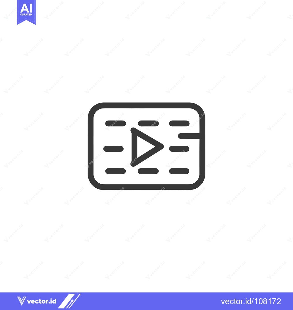 Premium Vector dari Video playback icon with a rounded rectangle and play button