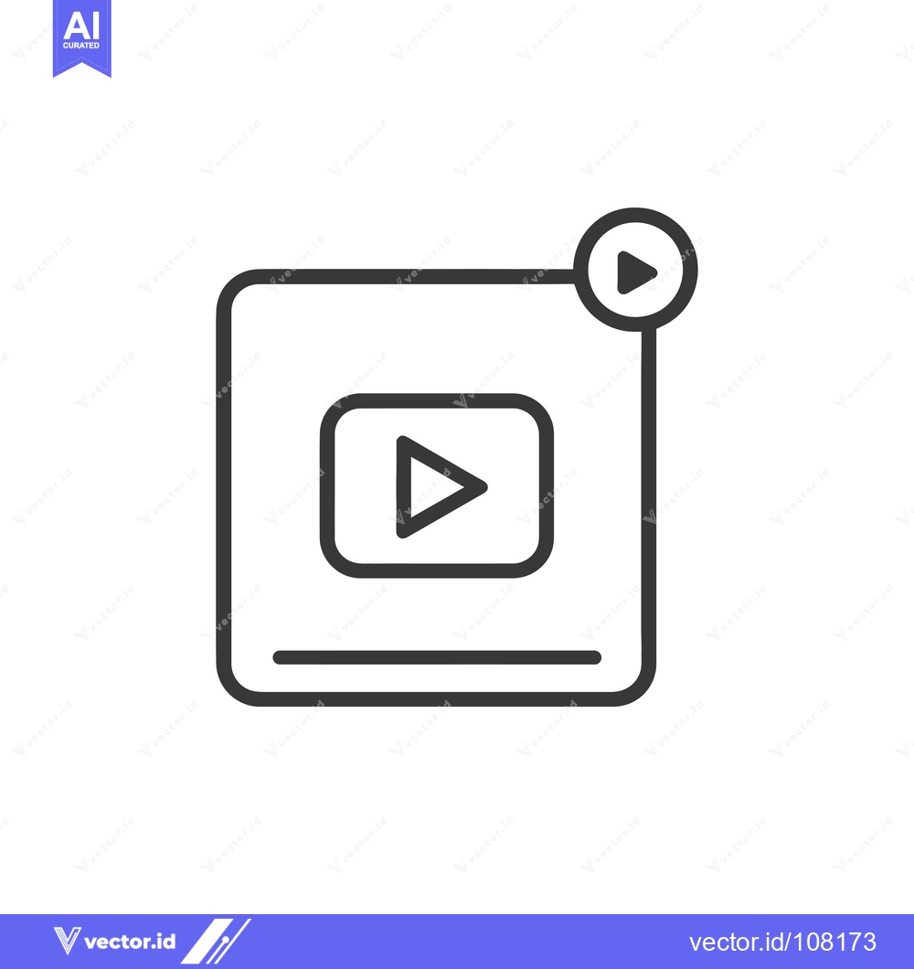 Premium Vector dari Video Player Icon with Play Button and Horizontal Line