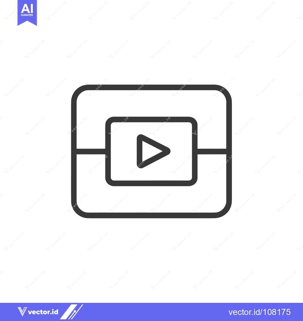Premium Vector dari Video player icon with play symbol inside a square