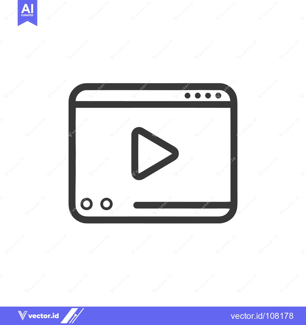 Premium Vector dari Minimalist Video Player Icon with Play Button and Controls