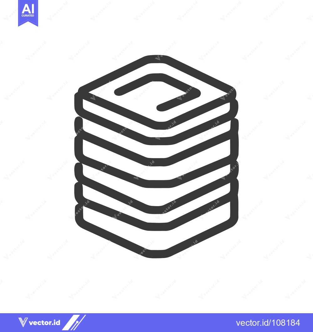 Premium Vector dari Stacked Hexagon Icon: Minimalist Design with Bold Outline on White Bac