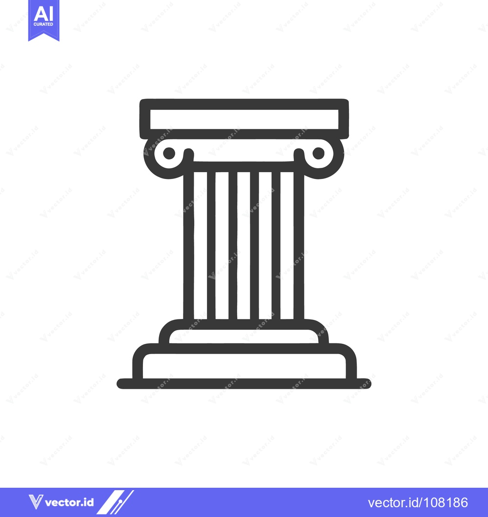 Premium Vector dari Minimalist Ionic Column Icon: Ancient Architecture Symbol in Bold Outl