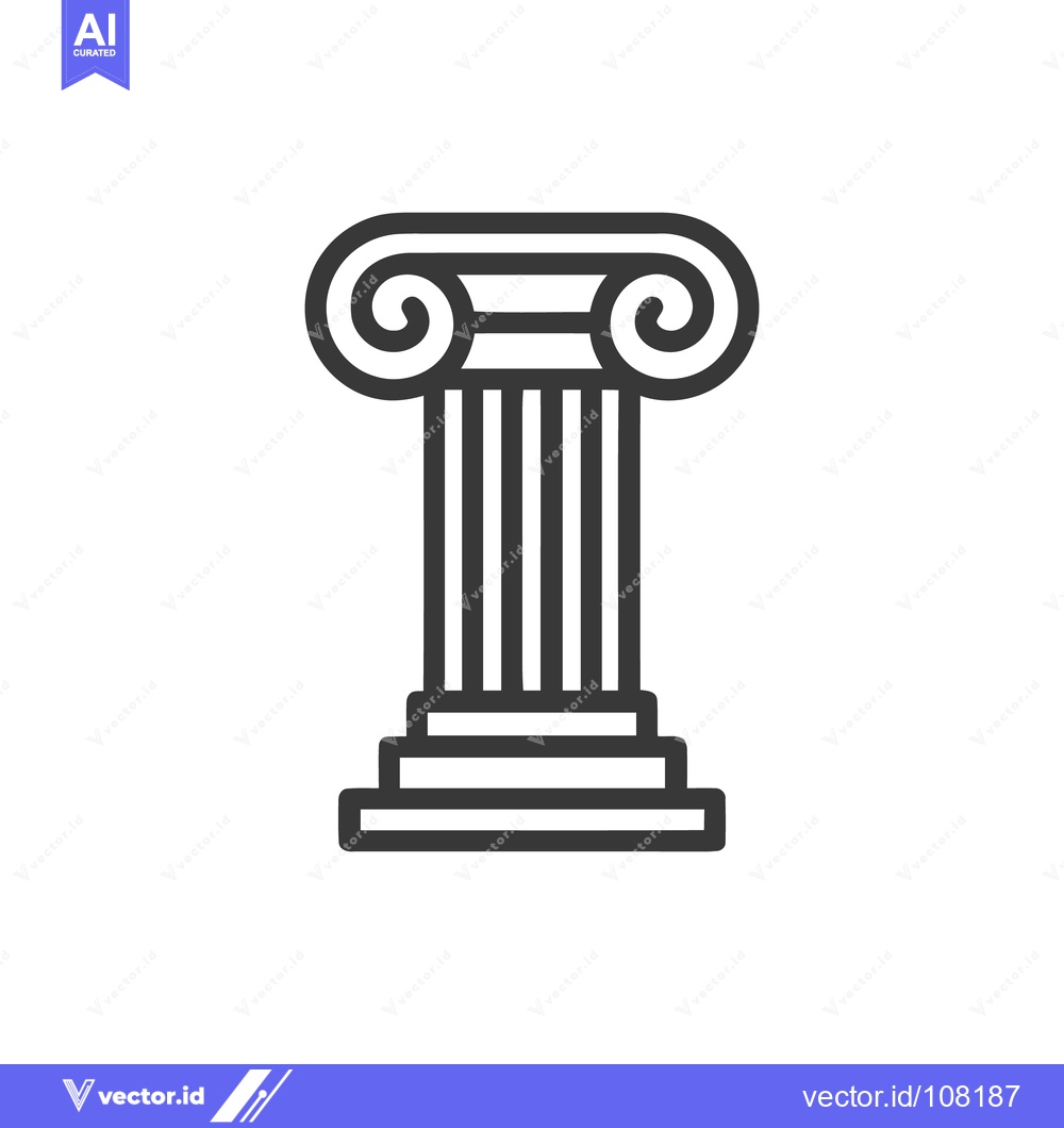 Premium Vector dari Ionic Column Outline: Classical Architecture Icon, Simple Design