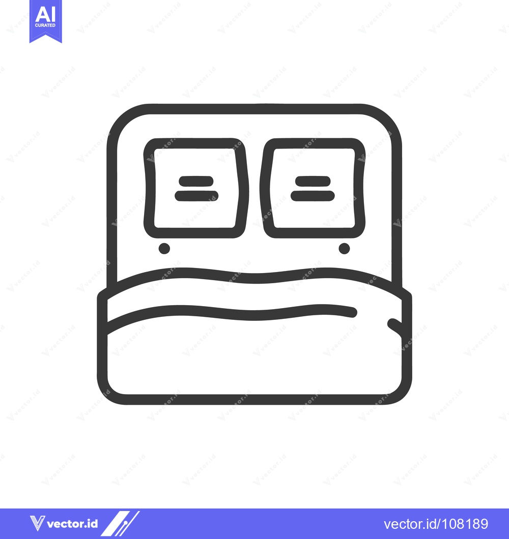 Premium Vector dari Minimalist Double Bed Icon: Clean Line Art for Bedroom Design