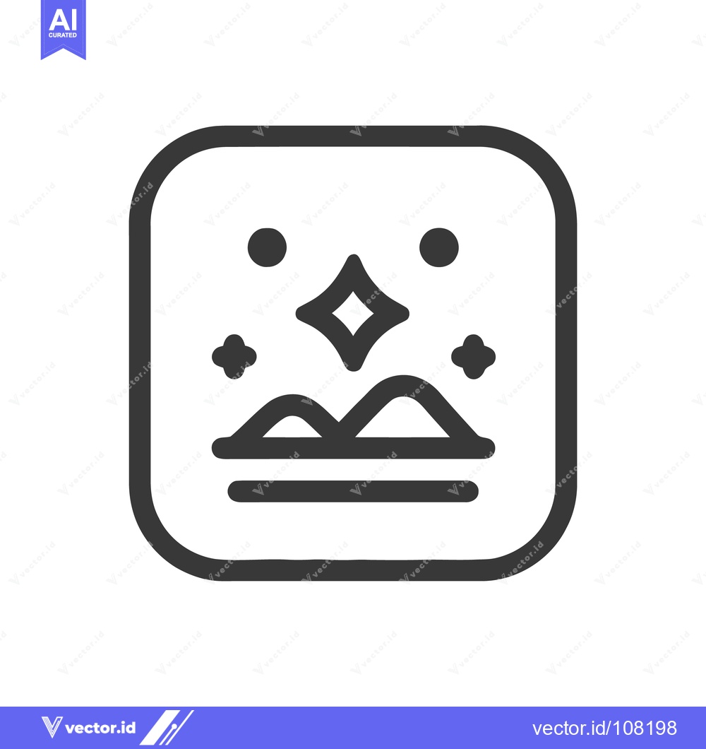 Premium Vector dari Minimalist Landscape Icon: Mountains, Star, and Celestial Elements in