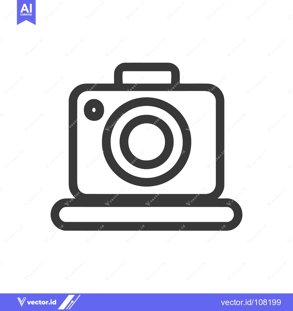 Premium Vector dari Minimalist Camera Icon: Bold Outline, Modern Design, White Background