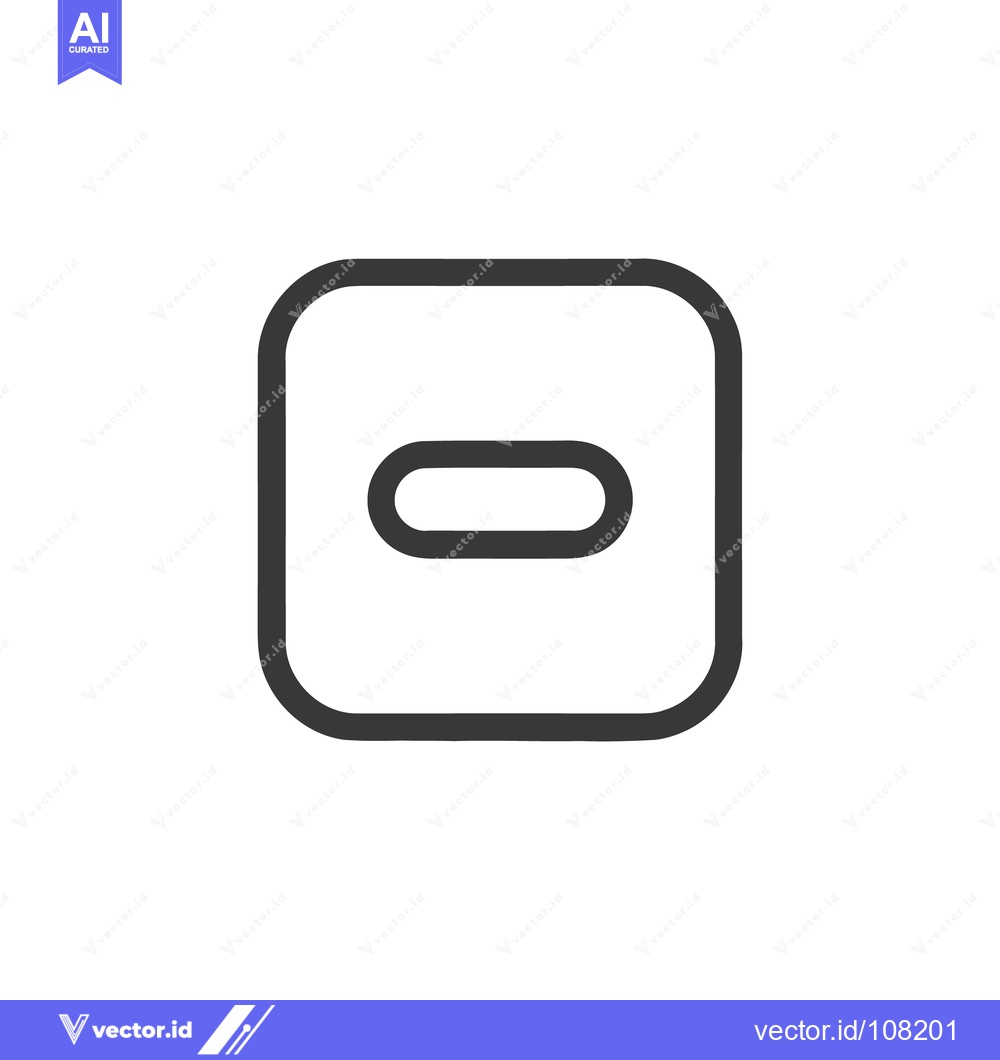 Premium Vector of Minimalist Subtract Icon: Rounded Square with Horizontal Line, Dark Gr