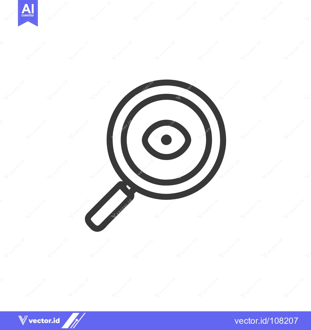 Premium Vector dari Magnifying Glass with Eye Icon: Detailed Line Art Symbol for Investiga