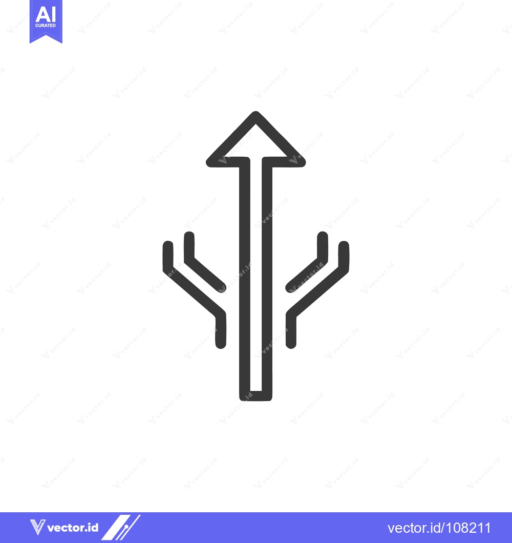 Premium Vector dari Minimalist USB Icon: Arrow with Branches, Technology Symbol on White