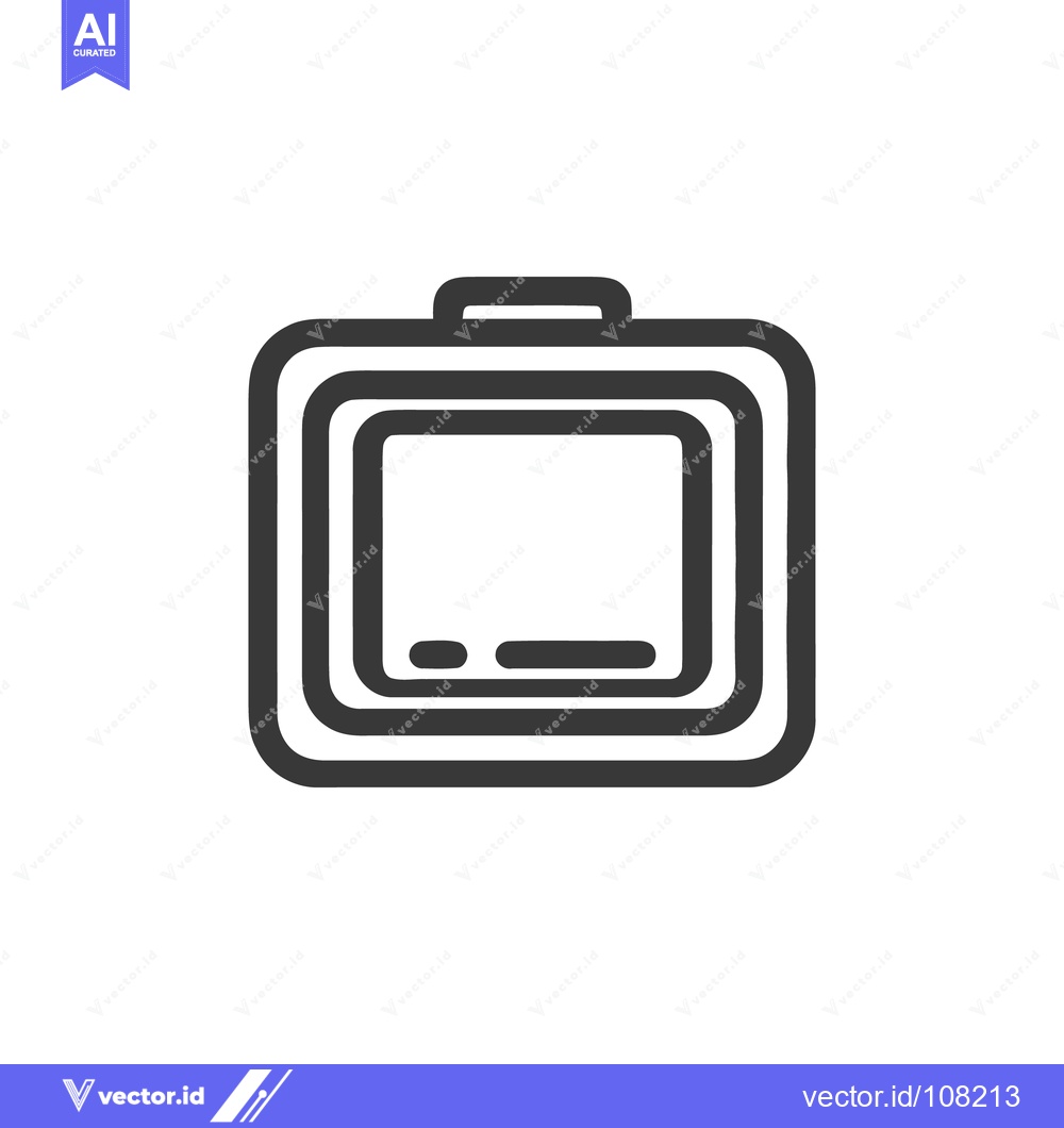 Premium Vector of Minimalist Suitcase Icon: Bold Outline, Rounded Edges, Modern Design