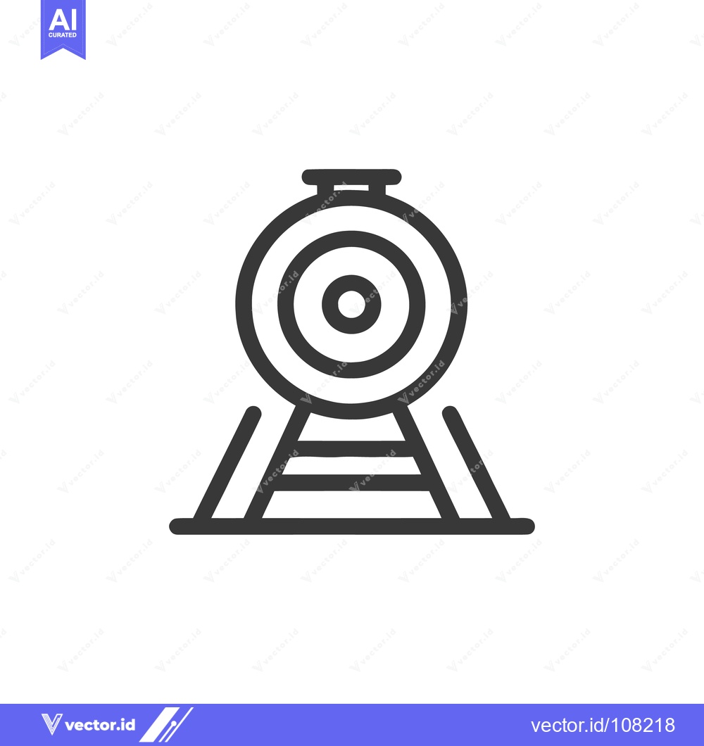 Premium Vector dari Minimalist Train Icon: Front View of Locomotive on Tracks, Line Art