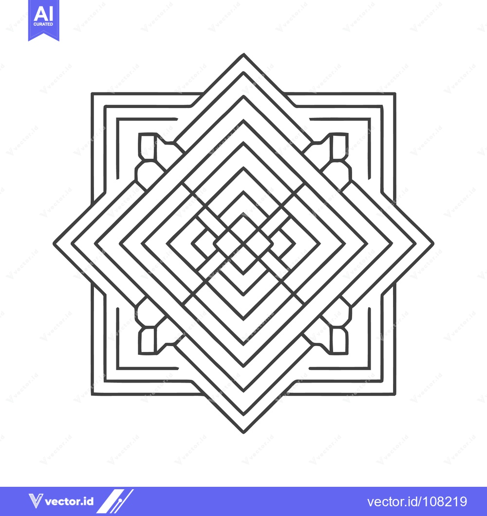 Premium Vector of Geometric Star Mandala: Intricate Line Art Design on White Background