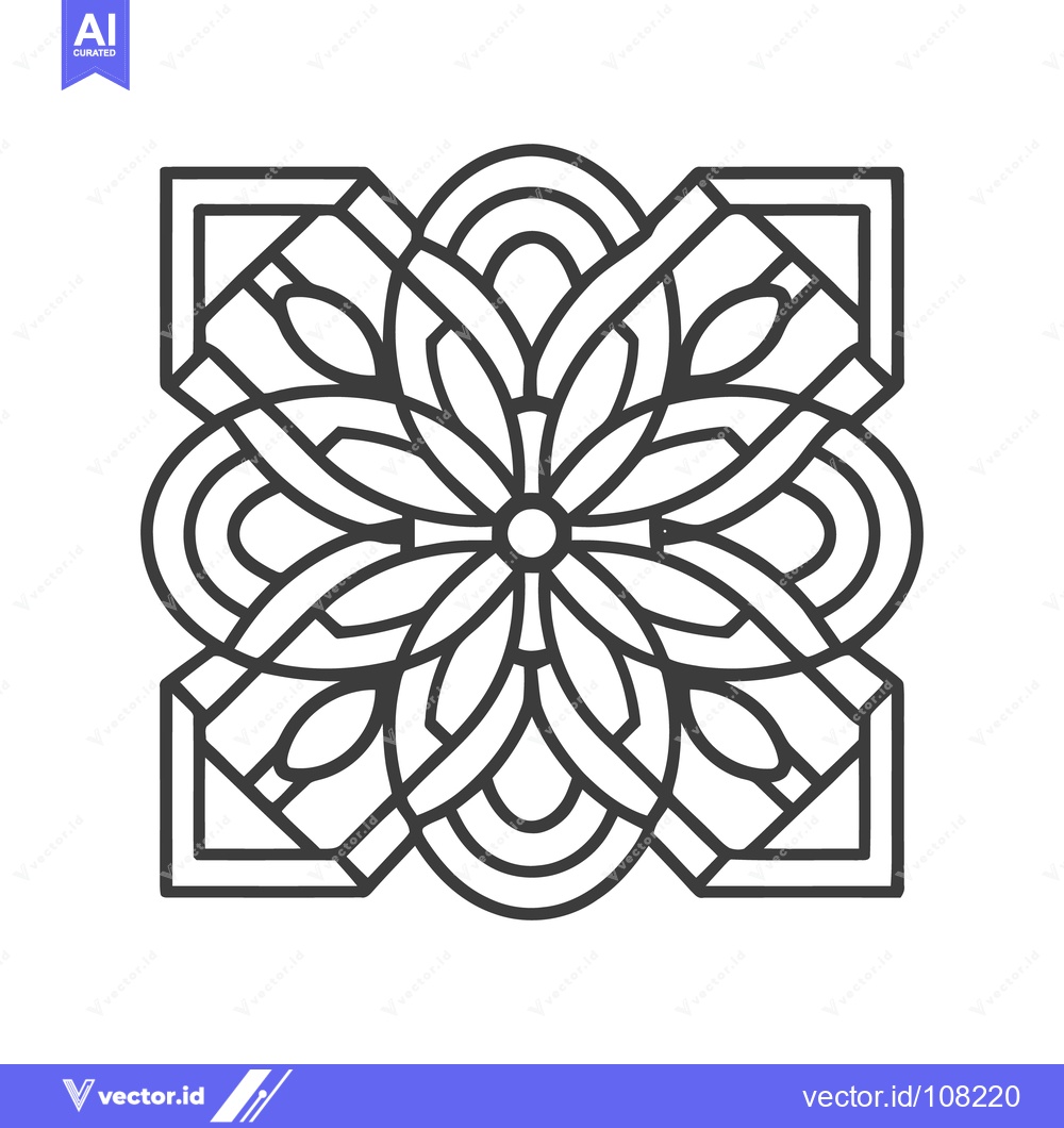 Premium Vector dari Geometric Floral Pattern: Symmetrical Design with Arches and Squares