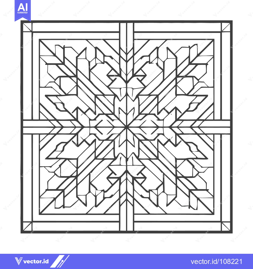 Premium Vector of Geometric Art Deco Pattern: Symmetrical Abstract Design in Black and W