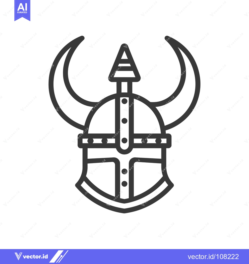 Premium Vector of Viking Helmet with Horns and Spiked Top